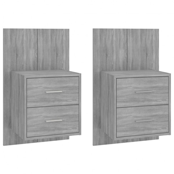 Mesita de noche de pared 2 uds color gris Sonoma M 2