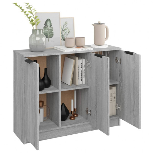Aparador de madera contrachapada gris Sonoma 90.5x30x70 cm M 4