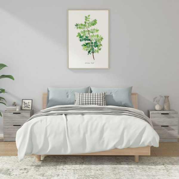 Mesitas de noche 2 uds madera contrachapada gris Sonoma D