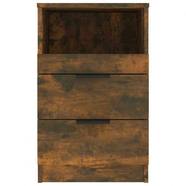 Mesitas de noche 2 uds madera contrachapada color roble ahumado M 4