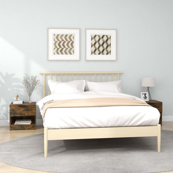 Mesitas de noche 2 uds madera contrachapada color roble ahumado D