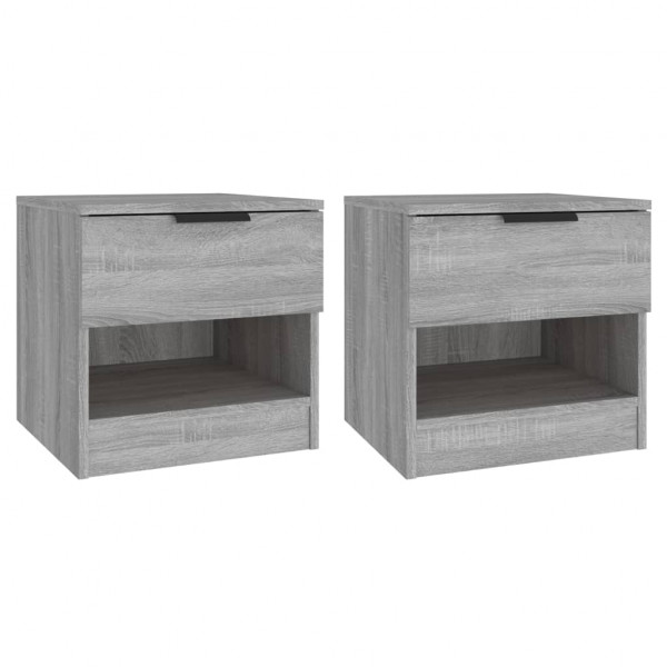 Mesitas de noche 2 uds madera contrachapada gris Sonoma M 2