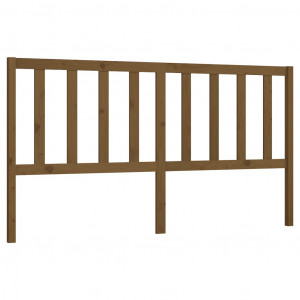 Cabecero de cama madera maciza de pino marrón miel 186x4x100 cm H