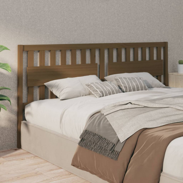 Cabecero de cama madera maciza de pino marrón miel 205x4x100 cm M 4