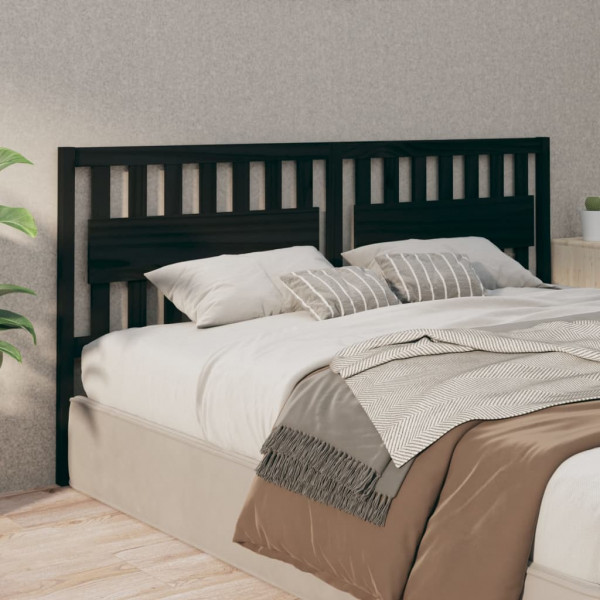 Cabeceira de cama 205.5x4x100 cm pinho maciço preto M 4