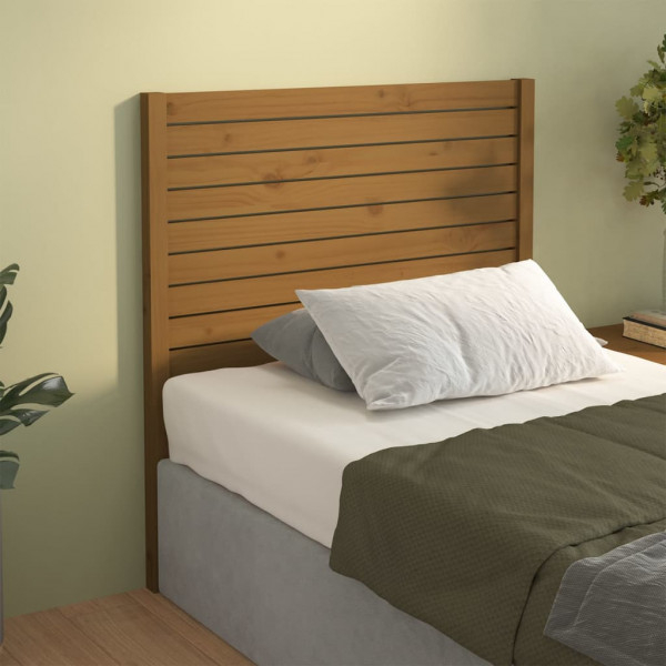 Cabecero de cama madera maciza de pino marrón miel 106x4x100 cm D