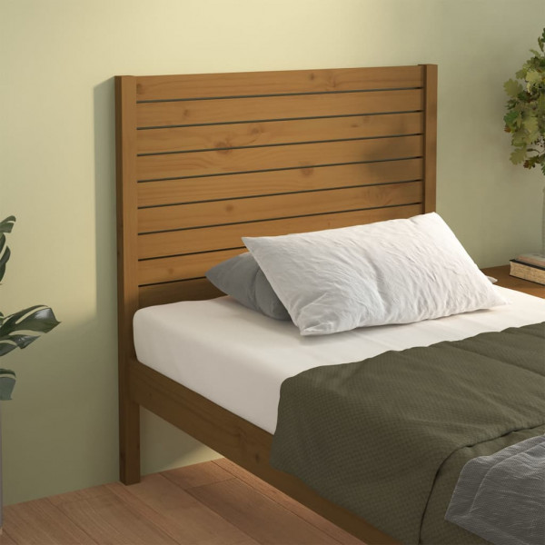 Cabecero de cama madera maciza de pino marrón miel 106x4x100 cm M 4