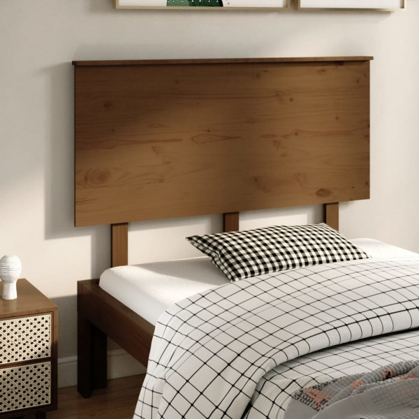 Cabecero de cama madera maciza de pino marrón miel 124x6x82.5cm D