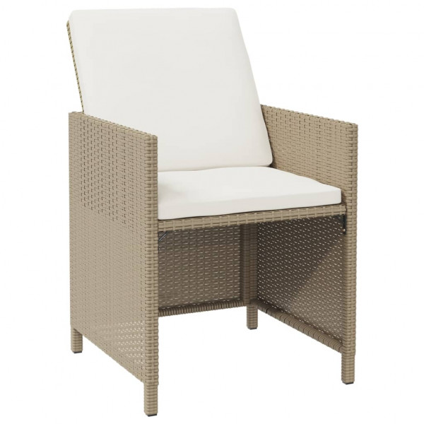 Set comedor de jardín 5 pzas con cojines ratán sintético beige M 4