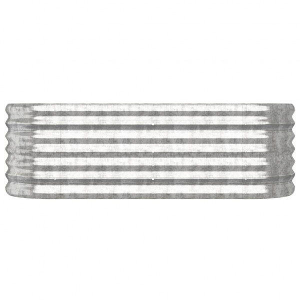 Canteiro elevado jardim 114x40x36cm aço revestido a pó prateado M 3