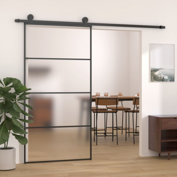 Puerta corredera ESG vidrio y aluminio negra 102.5x205 cm D