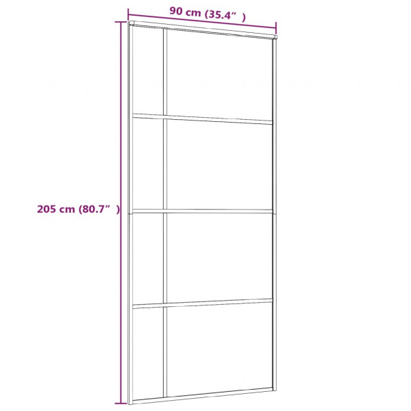 Puerta corredera ESG vidrio y aluminio negra 90x205 cm M 5