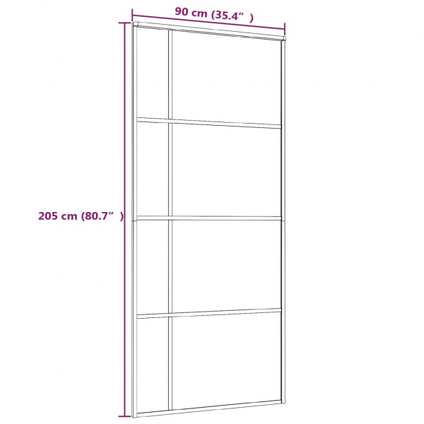Puerta corredera ESG vidrio y aluminio negra 90x205 cm M 5