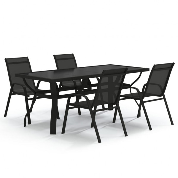 Juego de comedor para jardín 5 piezas negro M 2