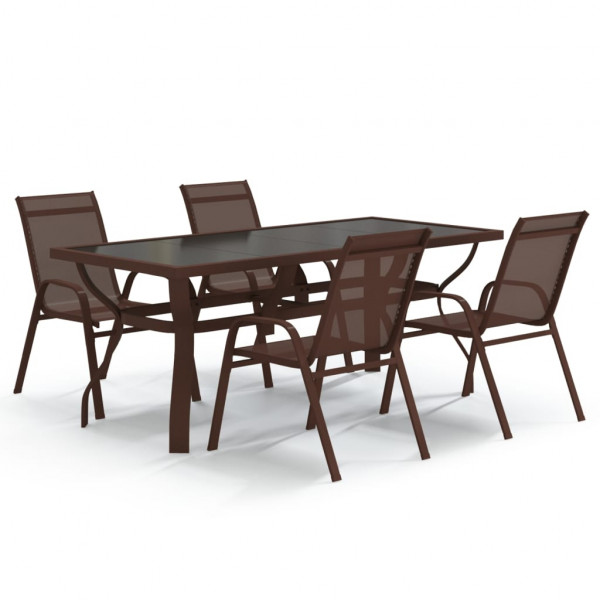 Juego de comedor de jardín 5 piezas marrón y negro M 2