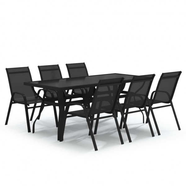 Juego de comedor para jardín 7 piezas negro M 2
