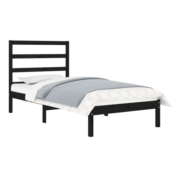 Estrutura cama pequena solteiro 75x190 cm madeira maciça preto M 3