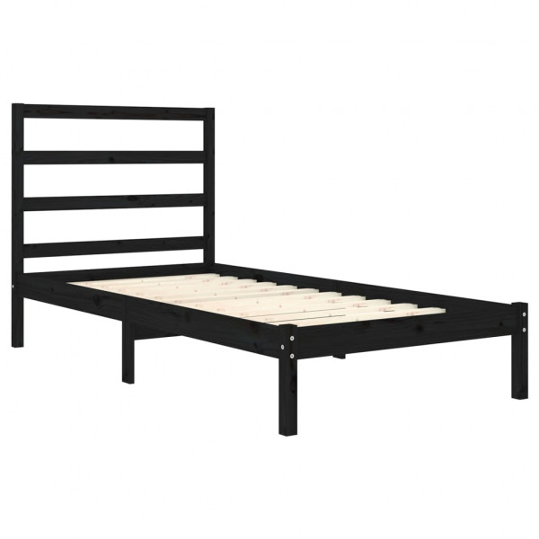 Estructura de cama madera maciza negro 75x190 cm M 4