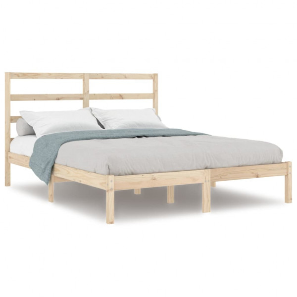 Estructura de cama doble madera maciza 135x190 cm M 2