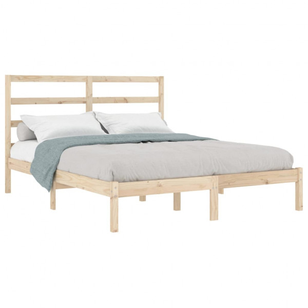 Estructura de cama doble madera maciza 135x190 cm M 3