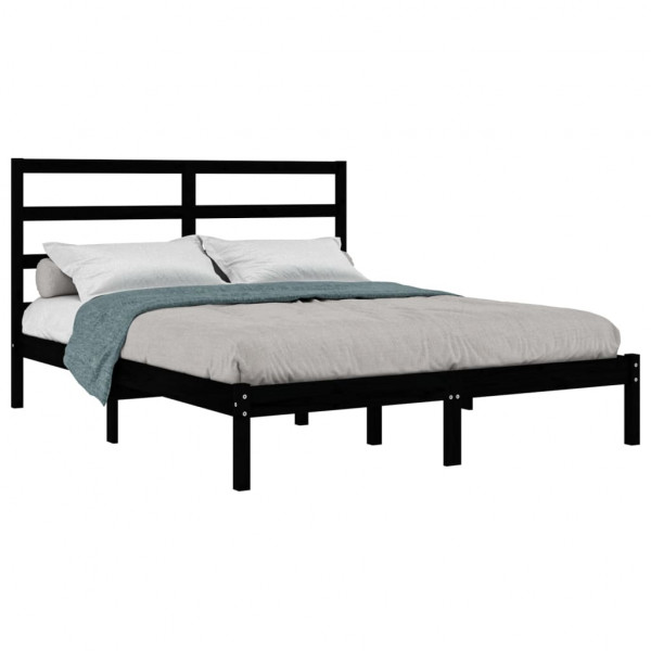 Estructura de cama de madera maciza de pino negra 140x190 cm M 3