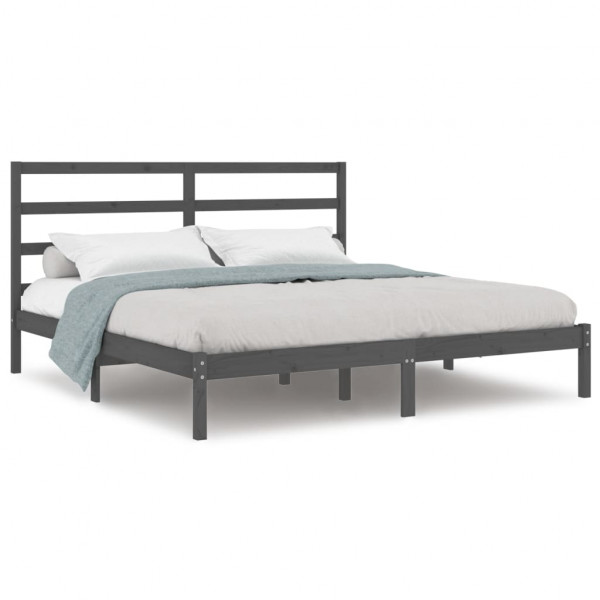 Estructura de cama de madera maciza de pino gris 200x200 cm M 2