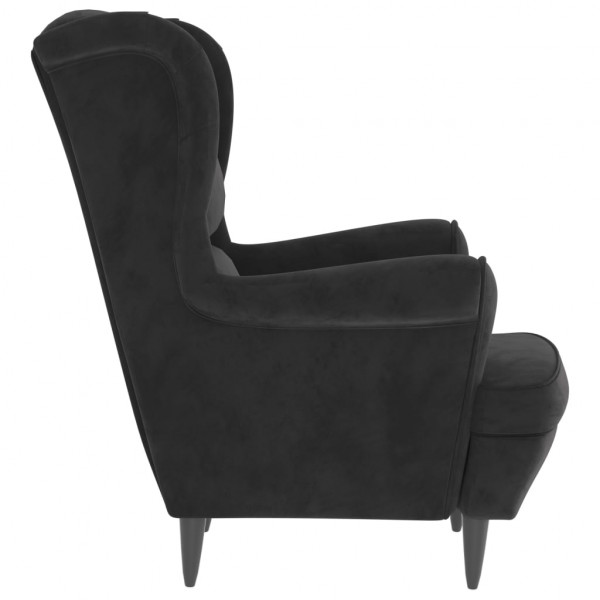 Sillón orejero y taburete de terciopelo gris oscuro M 5