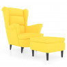 Sillón orejero con taburete terciopelo amarillo mostaza 2