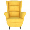 Sillón orejero con taburete terciopelo amarillo mostaza 4