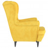 Sillón orejero con taburete terciopelo amarillo mostaza 5