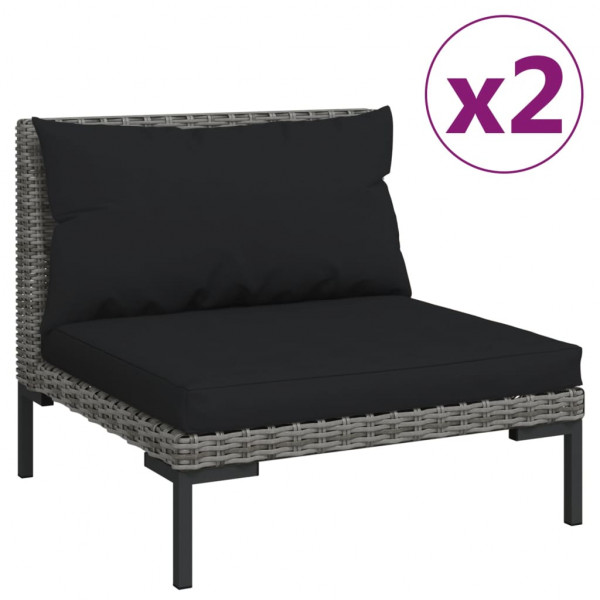 3 pcs conj. lounge jardim vime PE semicircular cinzento-escuro M 4