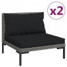 3 pcs conj. lounge jardim vime PE semicircular cinzento-escuro 4