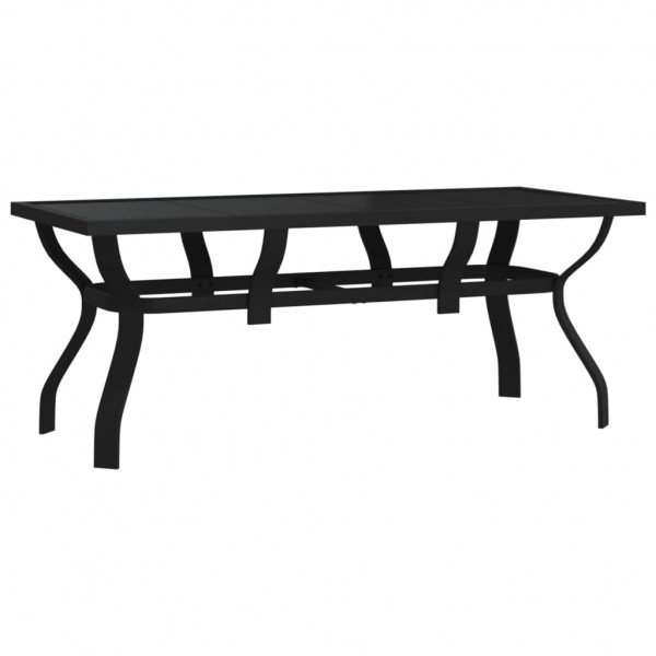 Mesa de jardim 180x80x70 cm aço e vidro preto M 2