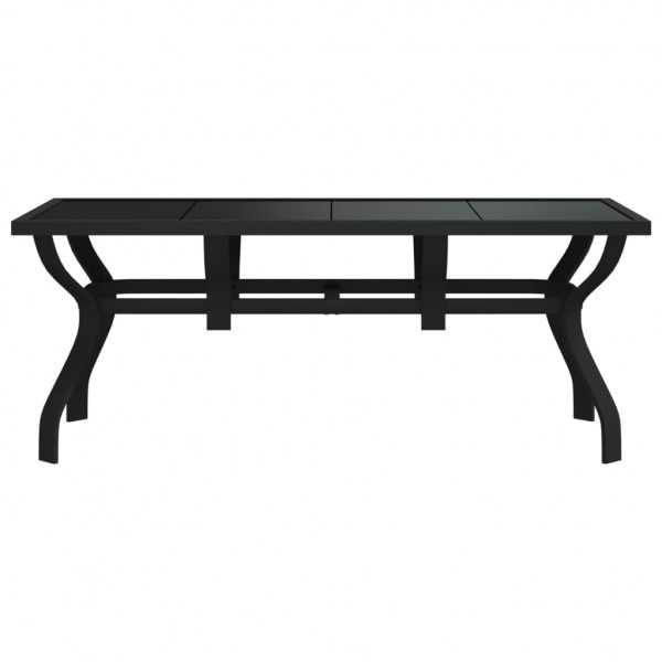 Mesa de jardim 180x80x70 cm aço e vidro preto M 3