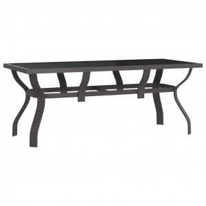 Mesa de jardín acero y vidrio gris y negro 180x80x70 cm H