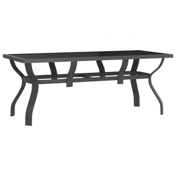 Mesa de jardín acero y vidrio gris y negro 180x80x70 cm M 2
