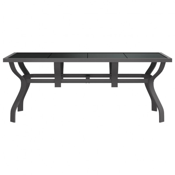 Mesa de jardim 180x80x70 cm aço e vidro cinza/preto M 3