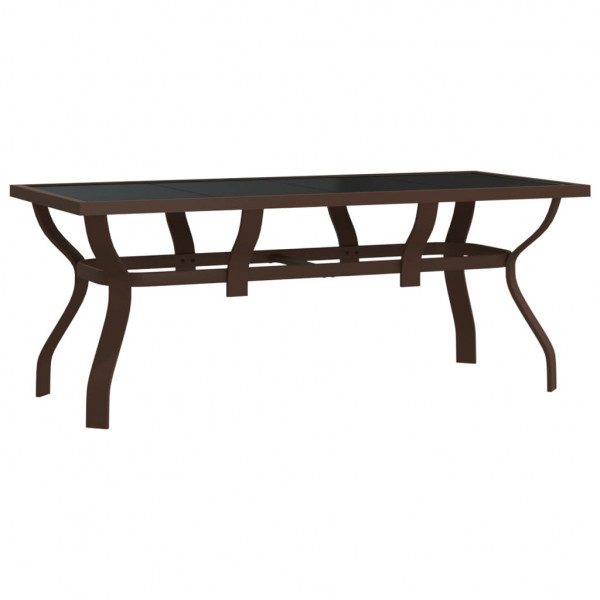 Mesa de jardín acero y vidrio marrón y negro 180x80x70 cm M 2