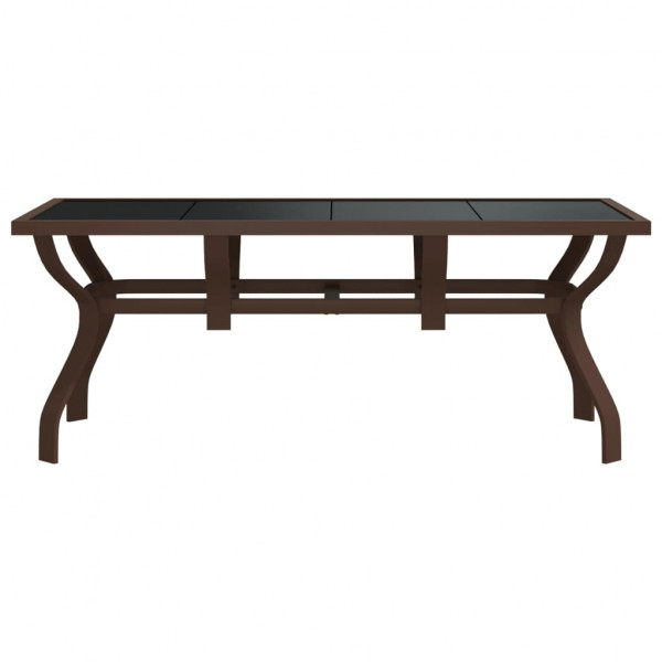Mesa de jardín acero y vidrio marrón y negro 180x80x70 cm M 3