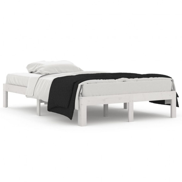 Estructura de cama madera maciza pequeña doble blanca 120x190cm M 2
