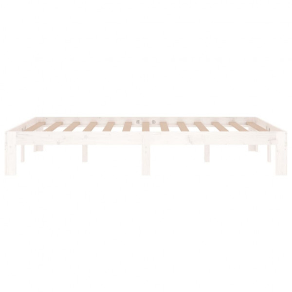Estructura de cama madera maciza pequeña doble blanca 120x190cm M 5