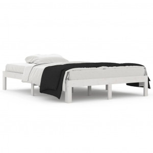 Estrutura de cama casal 135x190 cm madeira maciça branco H