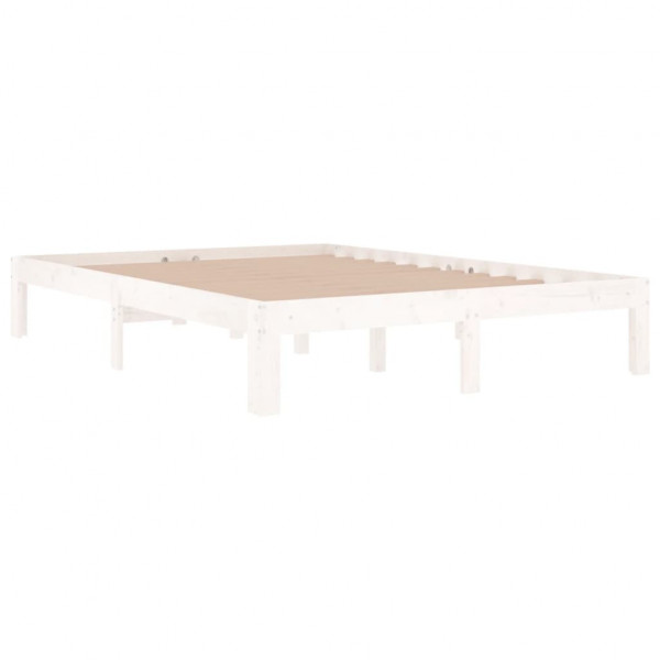 Estructura de cama madera maciza doble blanca 135x190cm M 3
