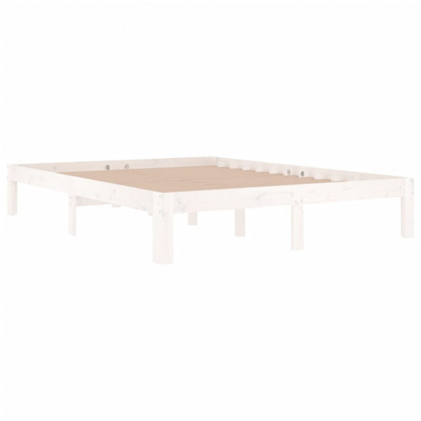 Estructura de cama de madera maciza de pino blanco 140x190 cm M 3