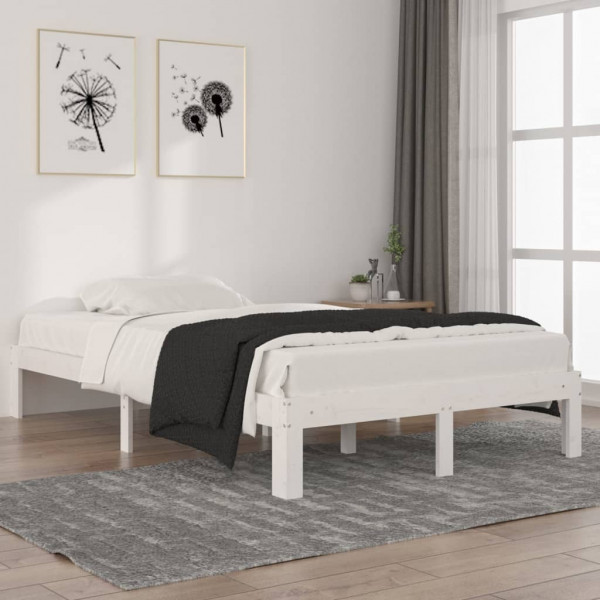 Estructura de cama madera maciza de pino blanco 120x200 cm D