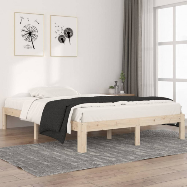 Estructura de cama madera maciza de pino 140x200 cm D