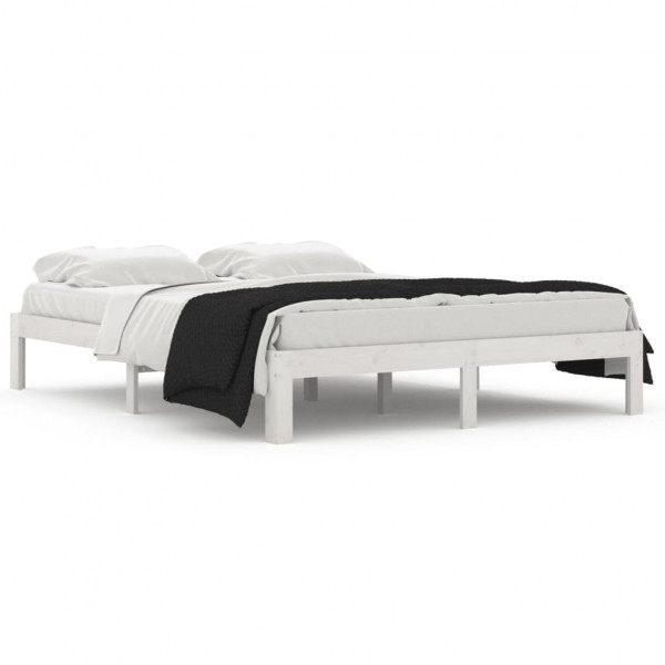 Estrutura de cama king 150x200 cm madeira maciça branco M 2