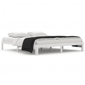 Estrutura de cama super king pinho maciço 180x200 cm branco H
