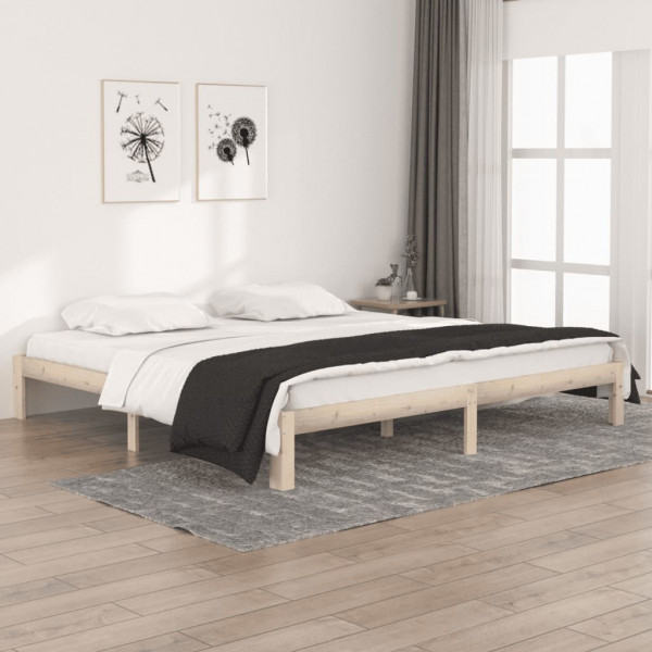 Estructura de cama madera maciza de pino 200x200 cm D