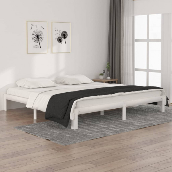 Estructura de cama madera maciza de pino blanco 200x200 cm D